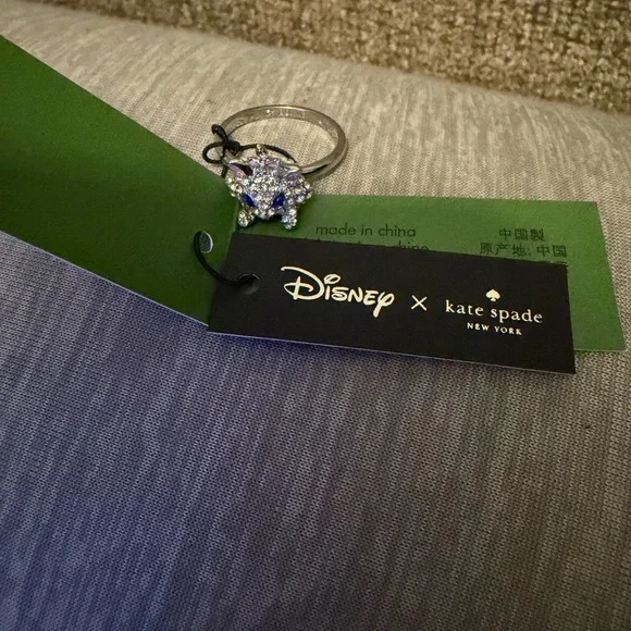 Kate Spade & Disney silver ring with pink, blue & rhinestone Aristocat Marie - Picture 3 of 4